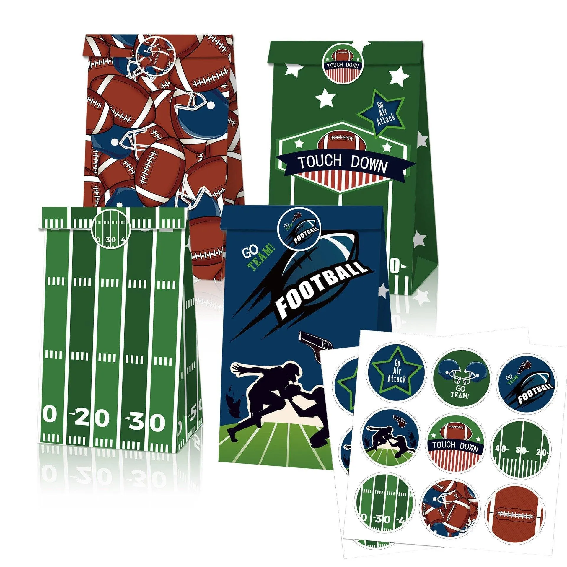 Rugby Theme Paper Bags Brown 2 Sets 12PCS