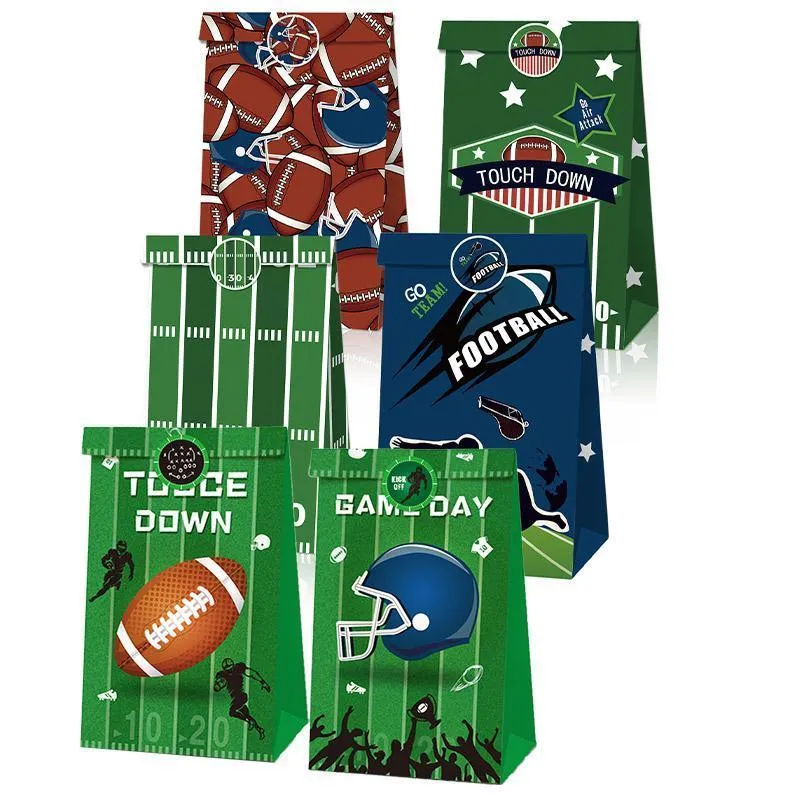 Rugby Theme Paper Bags Brown 2 Sets 12PCS