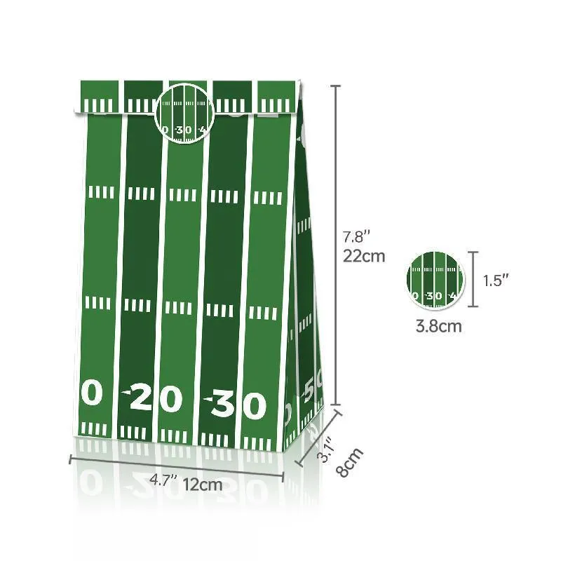 Rugby Theme Paper Bags Brown 2 Sets 12PCS