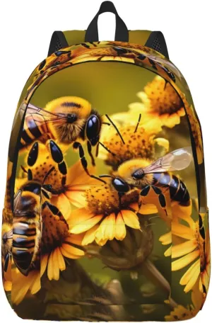 Rural Honey Bees flowers print Duffel Bag, Lightweight Duffel Bag, Casual Backpack, 17.7 x 6.3 x 12.2 inches