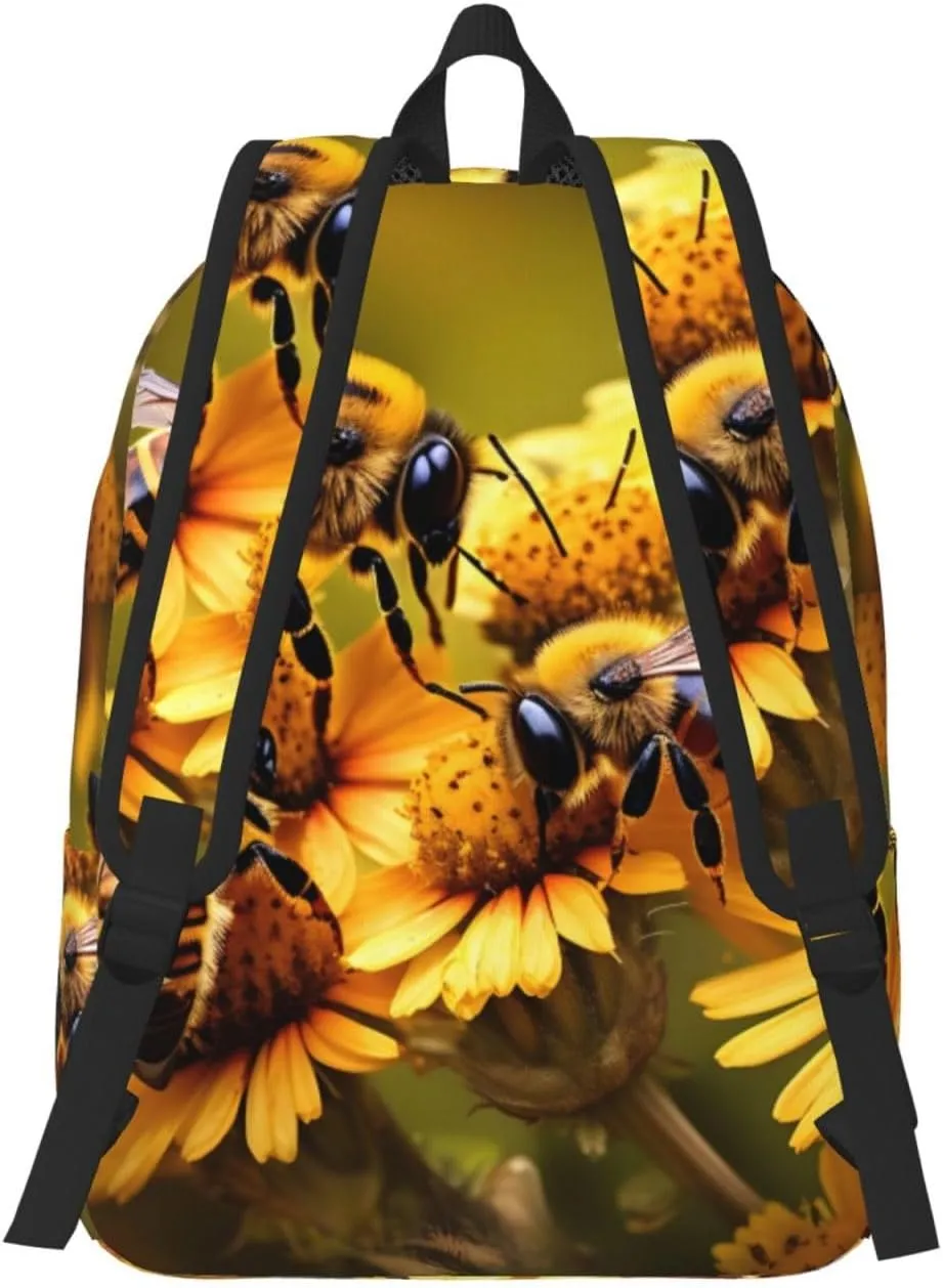 Rural Honey Bees flowers print Duffel Bag, Lightweight Duffel Bag, Casual Backpack, 17.7 x 6.3 x 12.2 inches