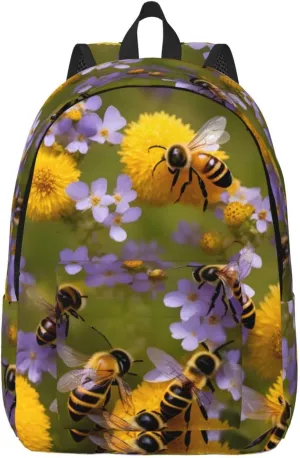 Rural Honey Bees Wildflowers print Duffel Bag, Lightweight Duffel Bag, Casual Backpack, 17.7 x 6.3 x 12.2 inches