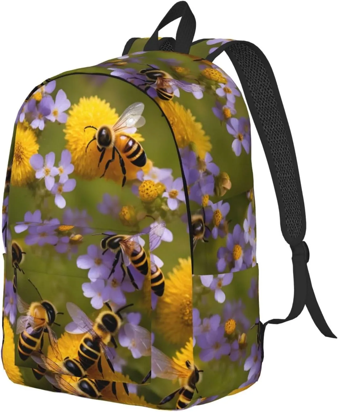 Rural Honey Bees Wildflowers print Duffel Bag, Lightweight Duffel Bag, Casual Backpack, 17.7 x 6.3 x 12.2 inches