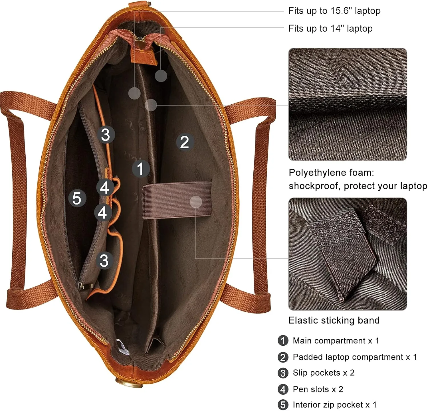 S-ZONE Genuine Leather Tote Bag for Women Large Shoulder Purses Work Handbags with Crossbody Strap Vintage