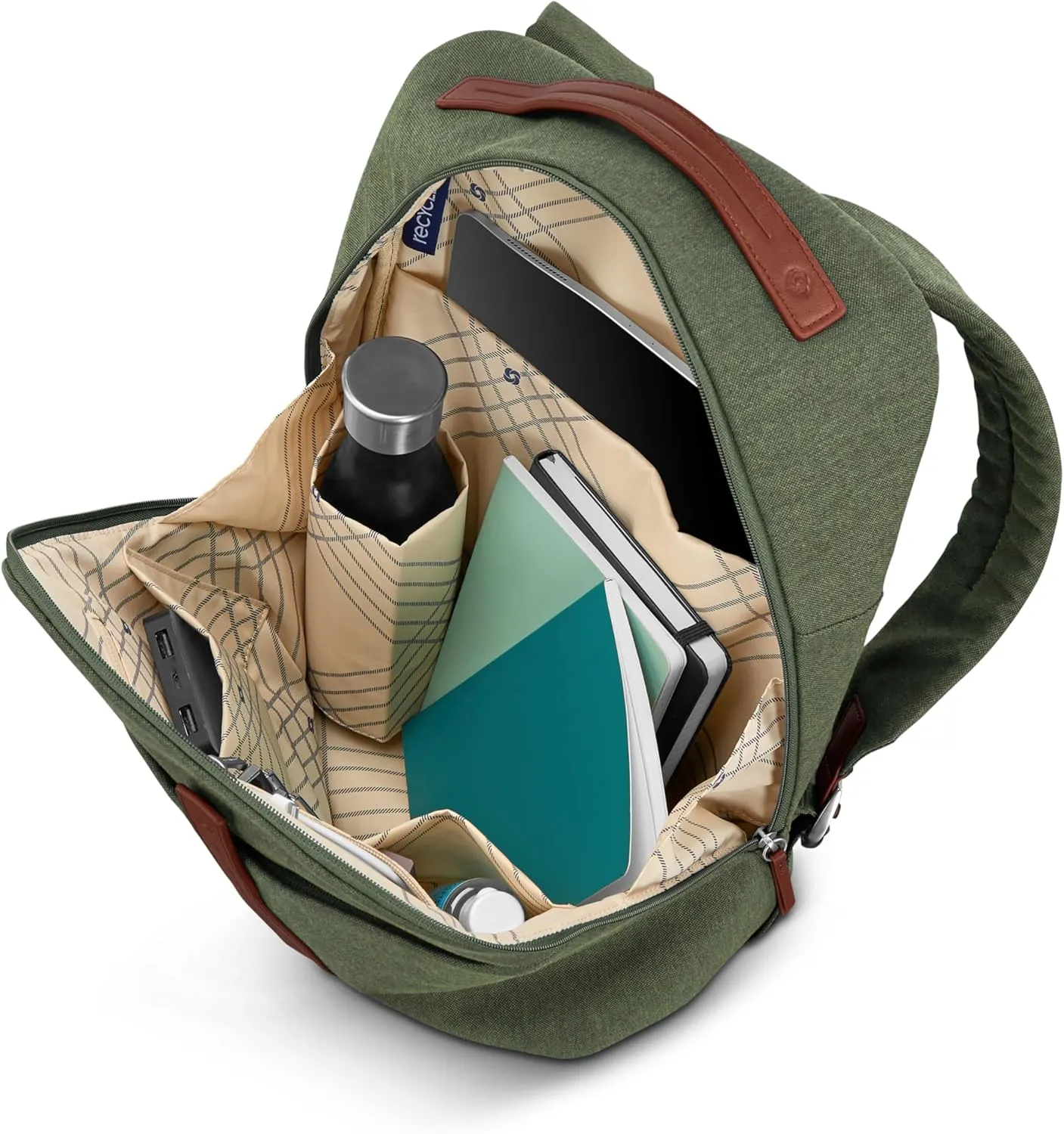 Samsonite Virtuosa Carry-On Travel Backpack with Padded Laptop Sleeve, Pine Green