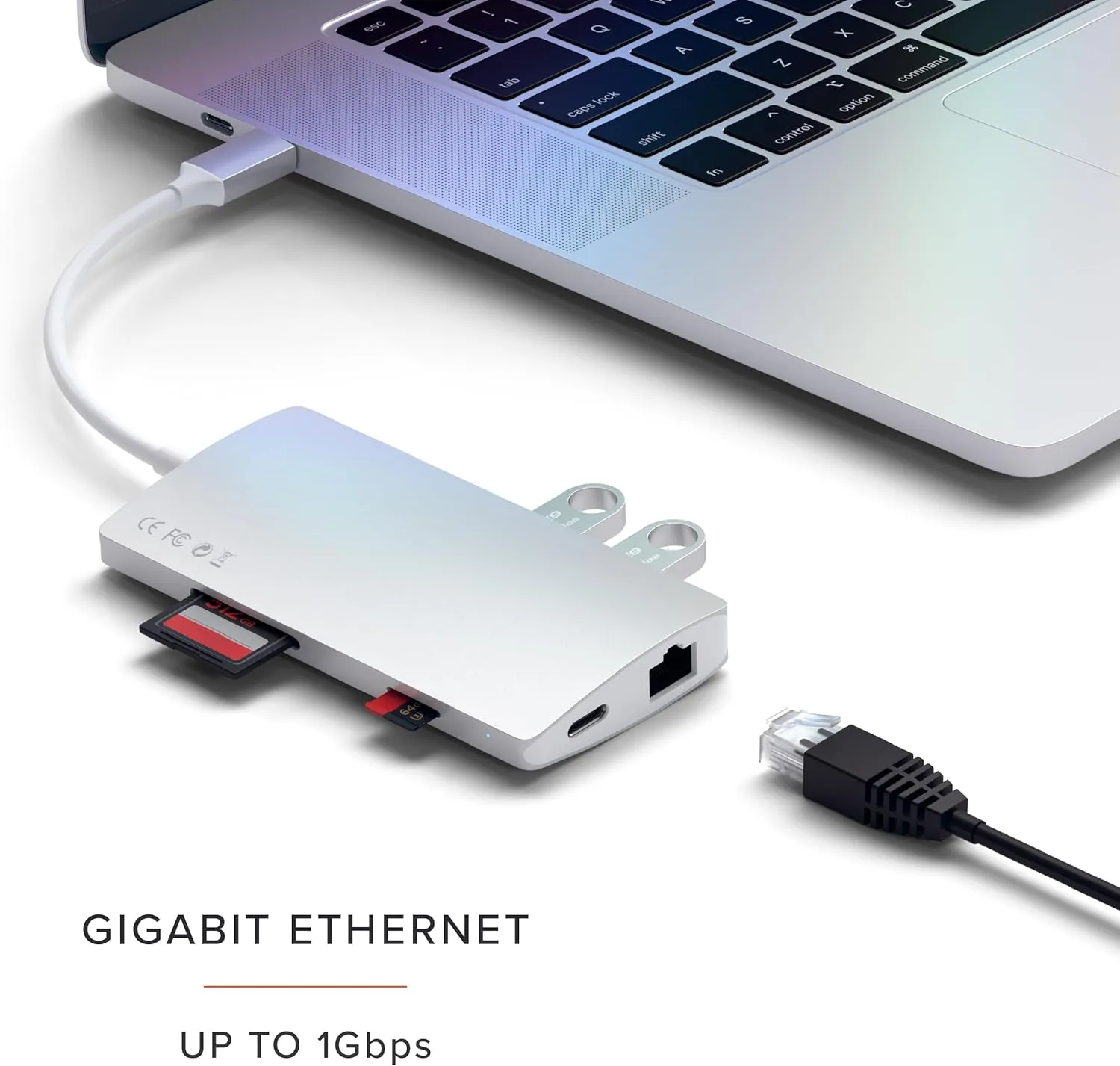 Satechi USB C Hub Multiport Adapter V2, with 4K HDMI, 60W USB C PD Charging, 3 USB-A, Ethernet, Micro/SD Card Readers, for MacBook Pro/Air & Windows - Silver