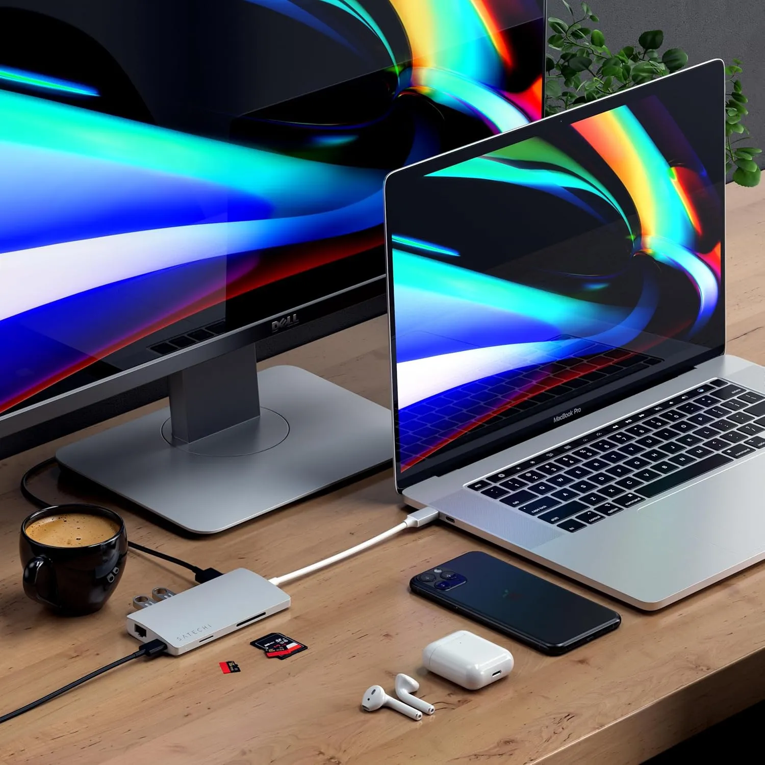 Satechi USB C Hub Multiport Adapter V2, with 4K HDMI, 60W USB C PD Charging, 3 USB-A, Ethernet, Micro/SD Card Readers, for MacBook Pro/Air & Windows - Silver
