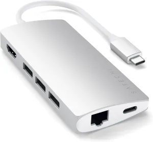 Satechi USB C Hub Multiport Adapter V2, with 4K HDMI, 60W USB C PD Charging, 3 USB-A, Ethernet, Micro/SD Card Readers, for MacBook Pro/Air & Windows - Silver