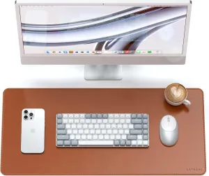 Satechi Vegan Leather Desk Mat, Large Mouse Pad Scratch and Water Resistant, Easy to Clean, Desk Pad for Office and Home, 26.8” x 12.4” x 0.1” – Brown
