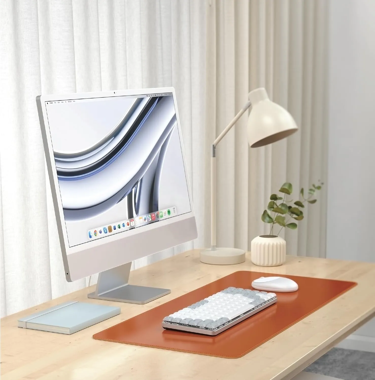 Satechi Vegan Leather Desk Mat, Large Mouse Pad Scratch and Water Resistant, Easy to Clean, Desk Pad for Office and Home, 26.8” x 12.4” x 0.1” – Brown