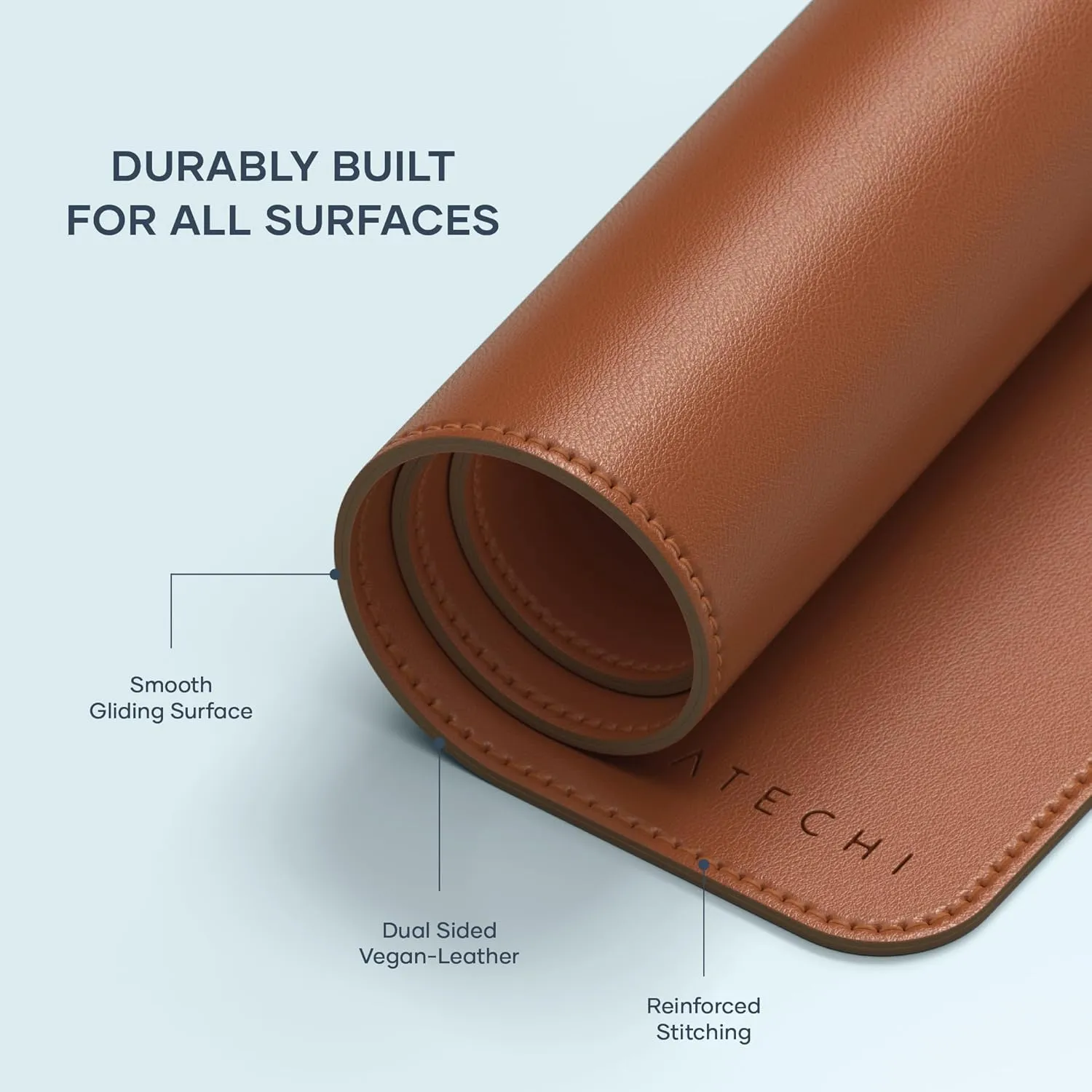 Satechi Vegan Leather Desk Mat, Large Mouse Pad Scratch and Water Resistant, Easy to Clean, Desk Pad for Office and Home, 26.8” x 12.4” x 0.1” – Brown