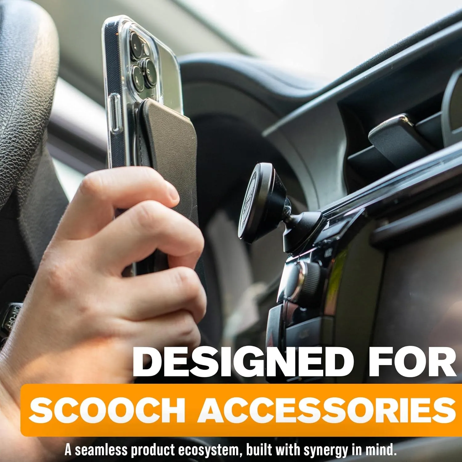 Scooch Magnetic Phone Mount for Car Compatible with Any Smartphone [Wingmount] Strong Magnets, Adjustable Magnetic Phone Holder for Car Dashboard, Works Best Cases (2022 Model)