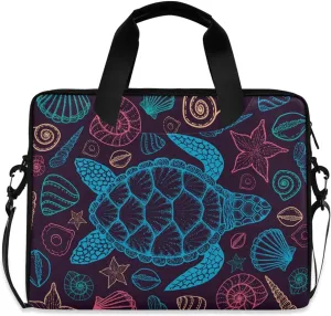 Sea Turtles And Shell Laptop Messenger Bag Case Sleeve Crossbody Briefcase for Men Women with Shoulder Strap Handle 13 14 15.6 inch