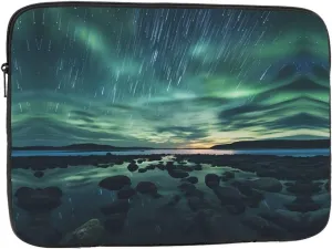 Sea Under The Aurora Borealis Pattern Shockproof Portable Laptop 17 inch Sleeve Bag for Men and Women - Ideal for Business Travel, School, and Daily Use