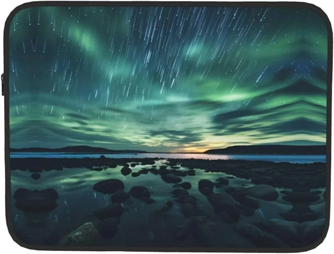 Sea Under The Aurora Borealis Pattern Shockproof Portable Laptop 17 inch Sleeve Bag for Men and Women - Ideal for Business Travel, School, and Daily Use