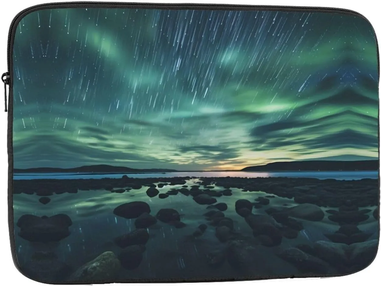 Sea Under The Aurora Borealis Pattern Shockproof Portable Laptop 17 inch Sleeve Bag for Men and Women - Ideal for Business Travel, School, and Daily Use