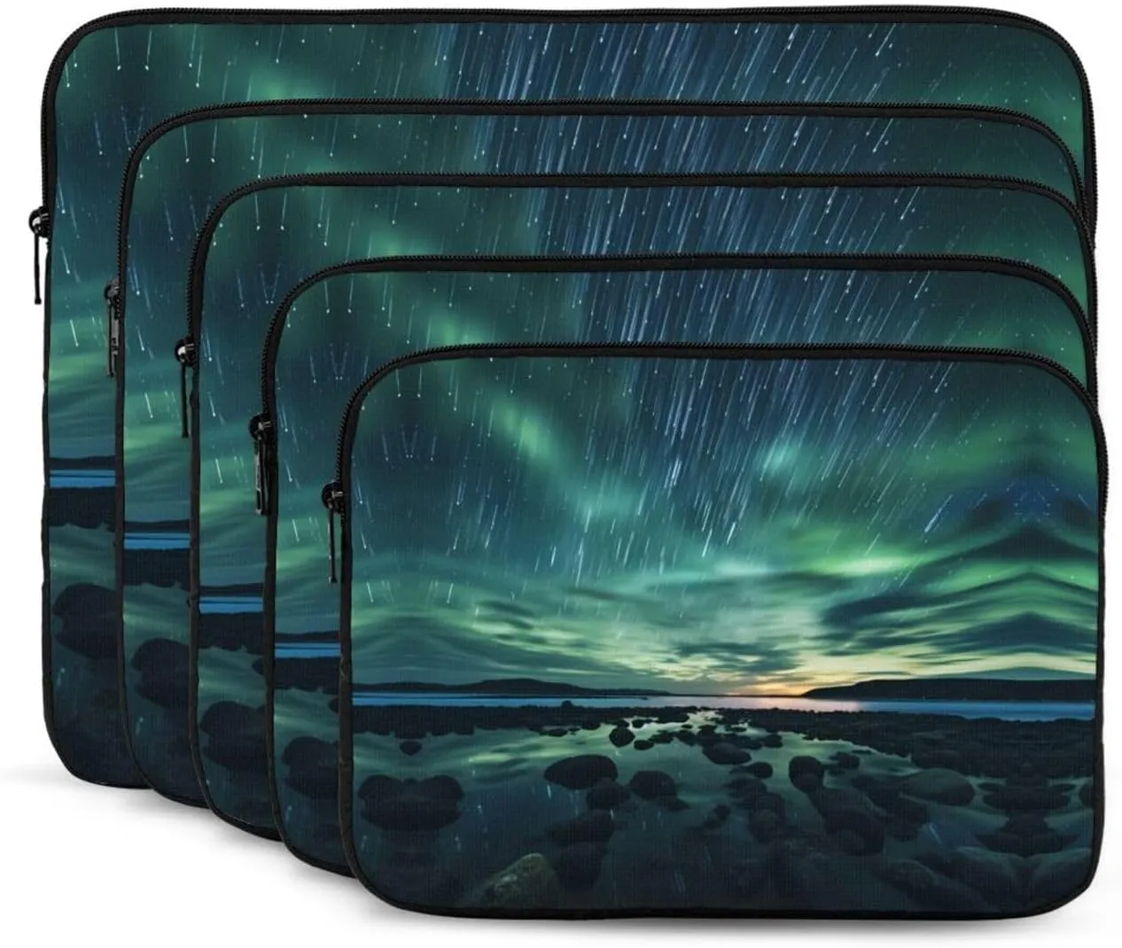 Sea Under The Aurora Borealis Pattern Shockproof Portable Laptop 17 inch Sleeve Bag for Men and Women - Ideal for Business Travel, School, and Daily Use