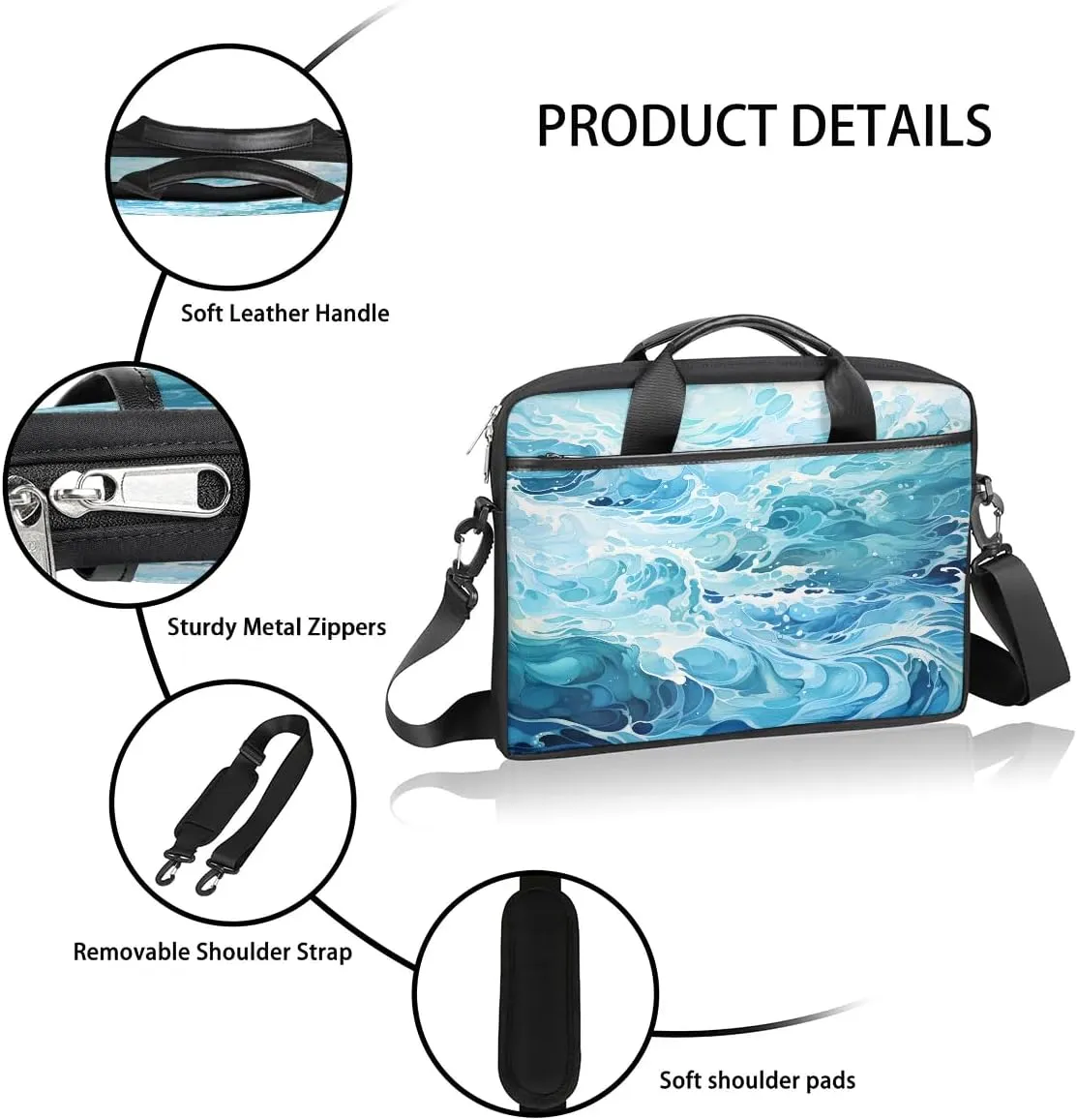 Sea Water Abstract 15 Inch Laptop Bag Laptop Shoulder Bag Computer Cases for Laptops or Tablets