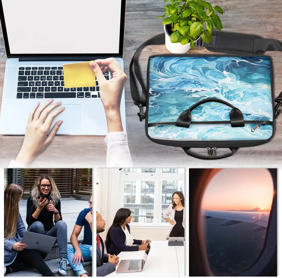 Sea Water Abstract 15 Inch Laptop Bag Laptop Shoulder Bag Computer Cases for Laptops or Tablets