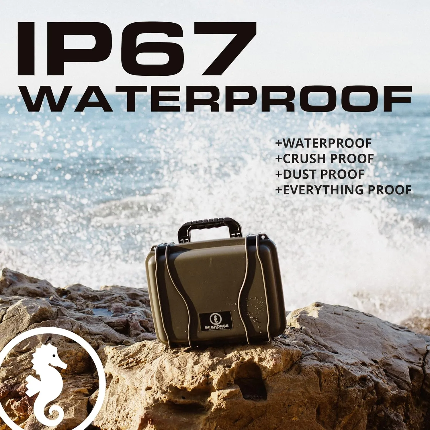 Seahorse 520 Heavy Duty Protective Dry Box Case Without Foam - TSA Approved/Mil Spec / IP67 Waterproof/USA Made for Cameras, Action Cameras, Firearms, Camping, Kayaks