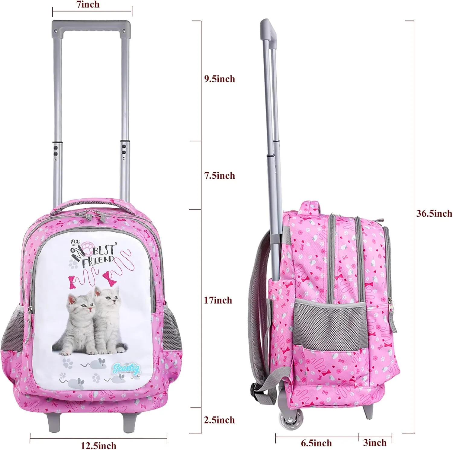 Seastig Kids Wheeled Backpack 18in Double Handle with Wheels