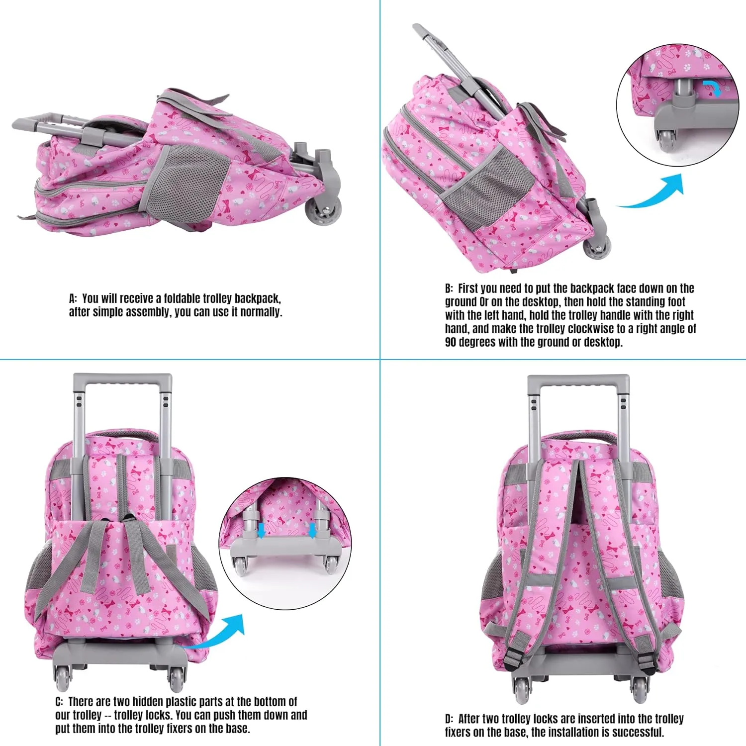 Seastig Kids Wheeled Backpack 18in Double Handle with Wheels
