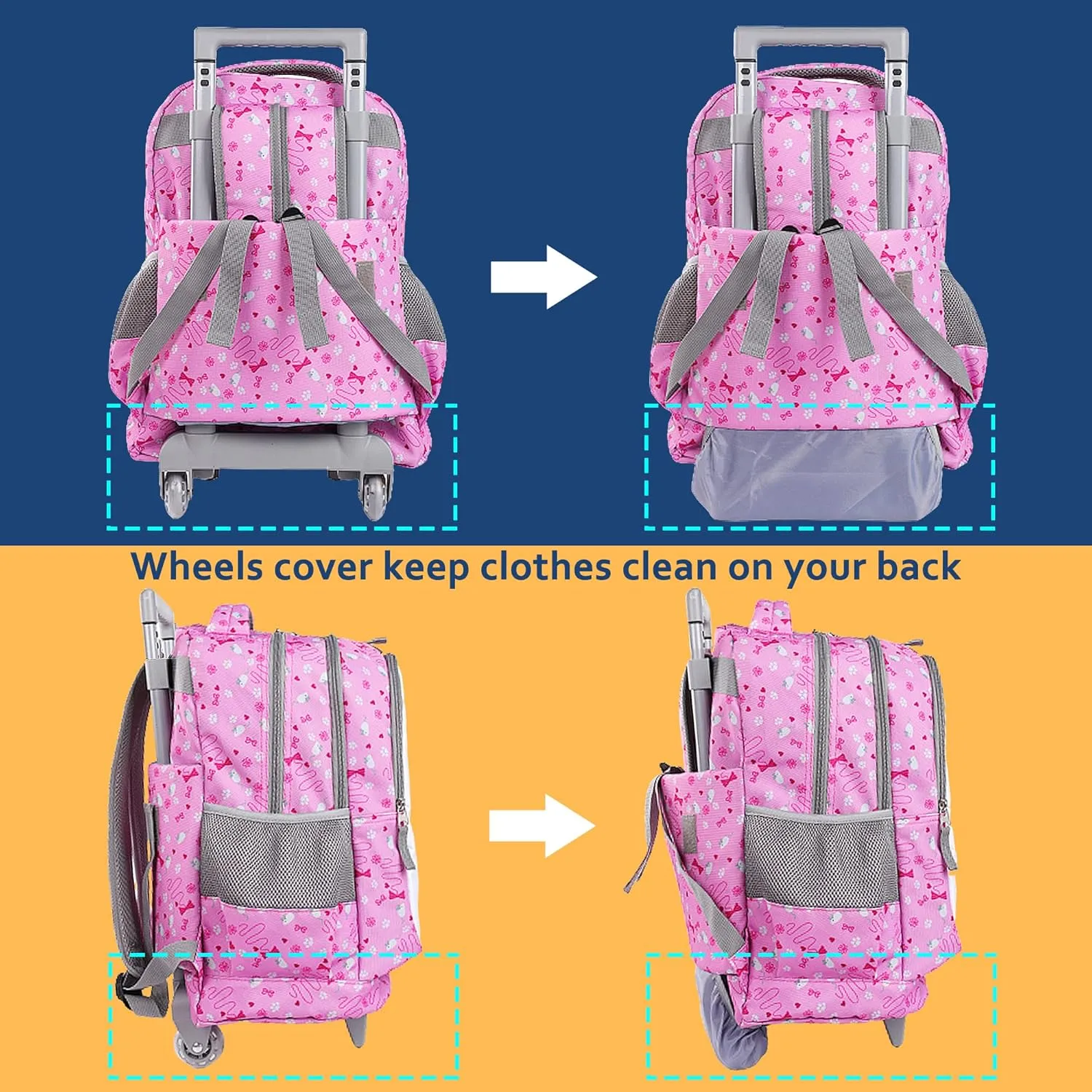 Seastig Kids Wheeled Backpack 18in Double Handle with Wheels