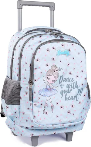 seastig Rolling Backpack for Kids Wheeled Backpack 18in Double Handle Backpack with Wheels