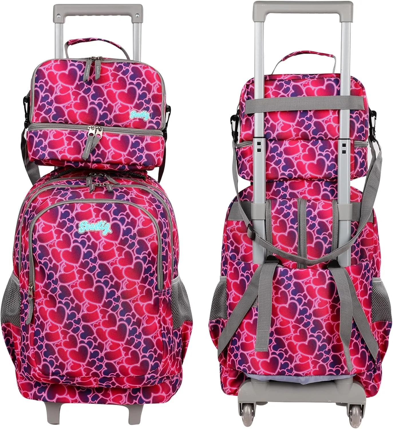 seastig Rolling Backpack Girls Boys 18in Wheeled Backpack Kids Backpack with Wheels School Travel Bag