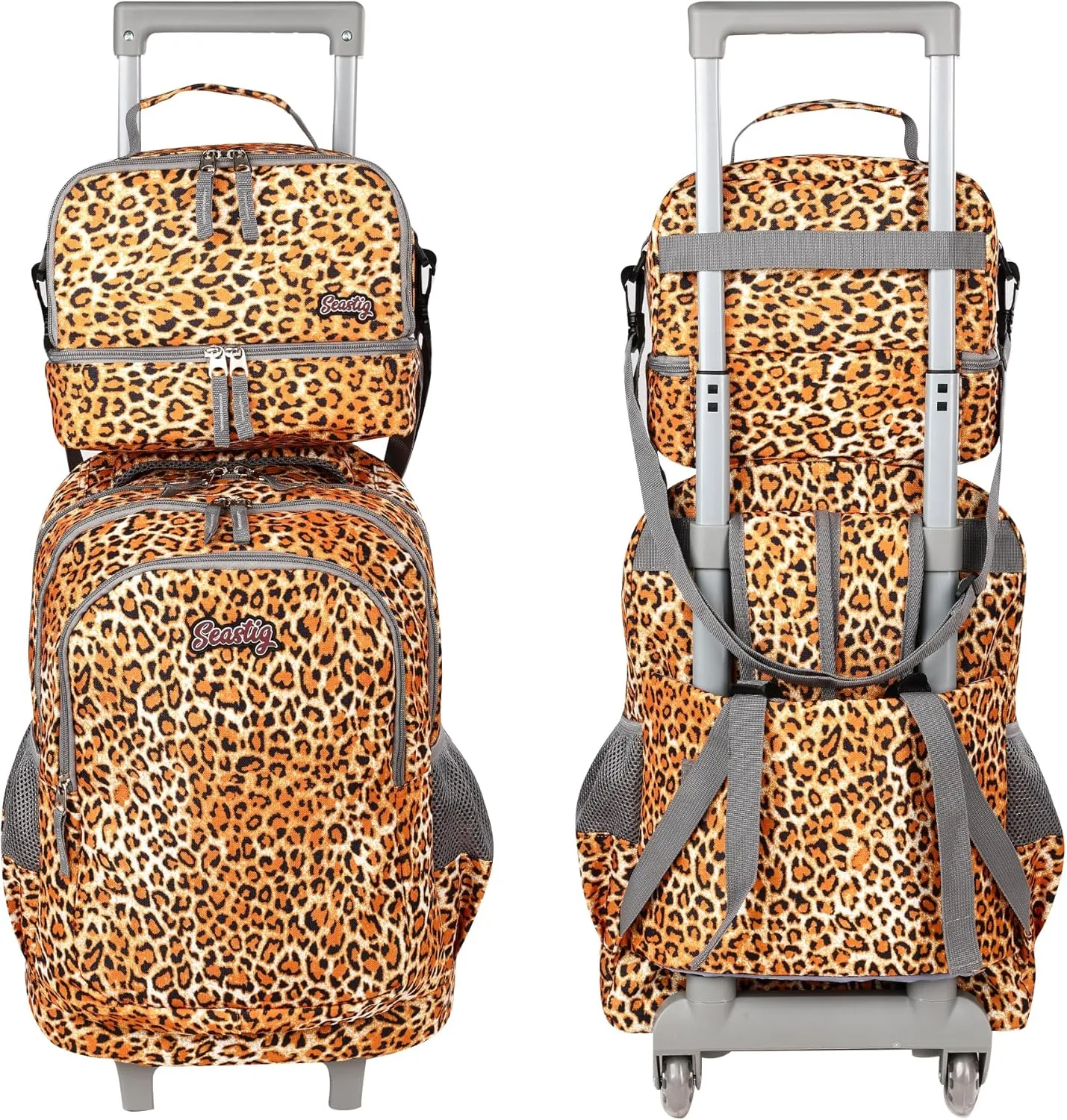 seastig Rolling Backpack Girls Boys 18in Wheeled Backpack Kids Backpack with Wheels School Travel Bag