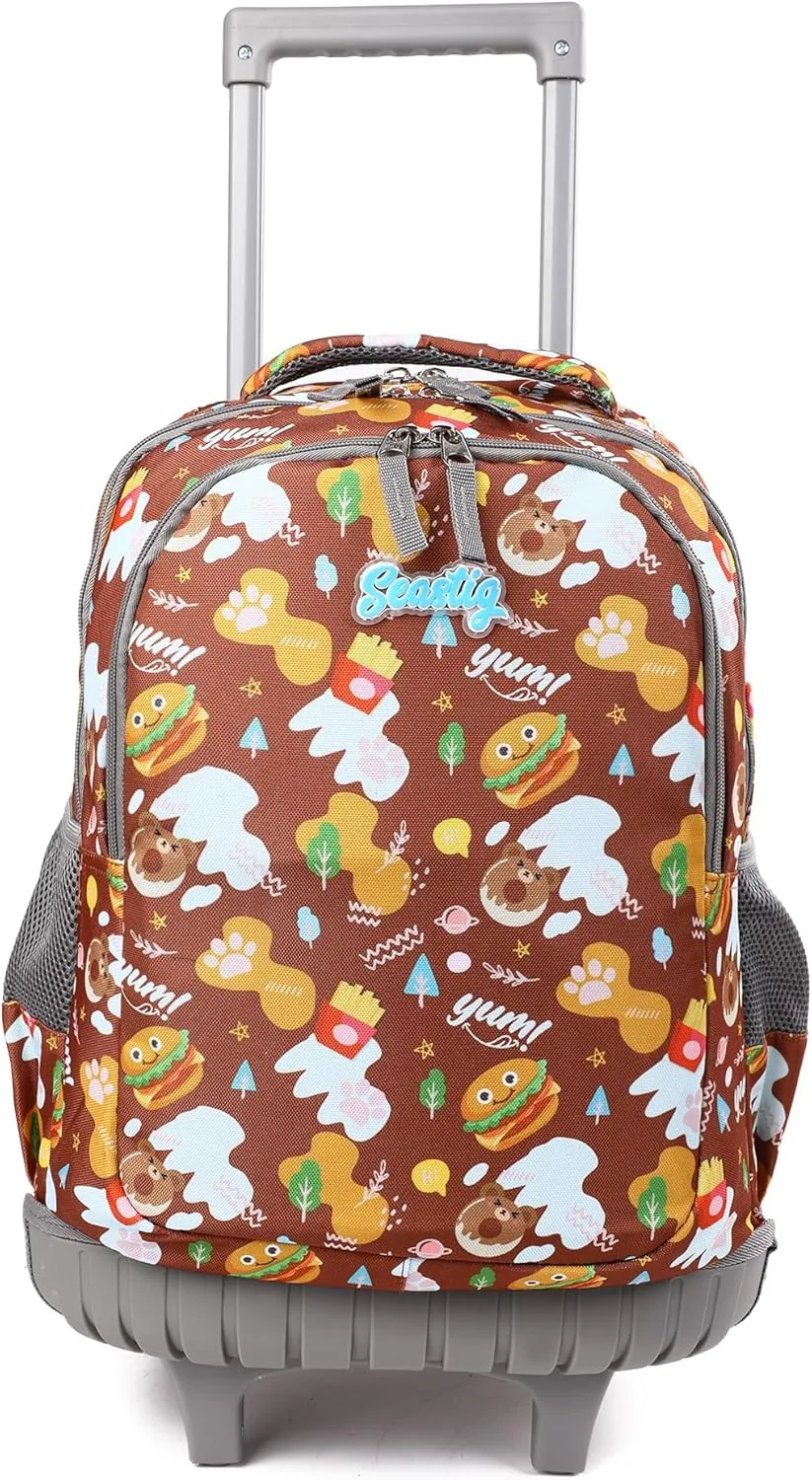 seastig Rolling Backpack Girls Boys 18in Wheeled Backpack Kids Backpack with Wheels School Travel Bag