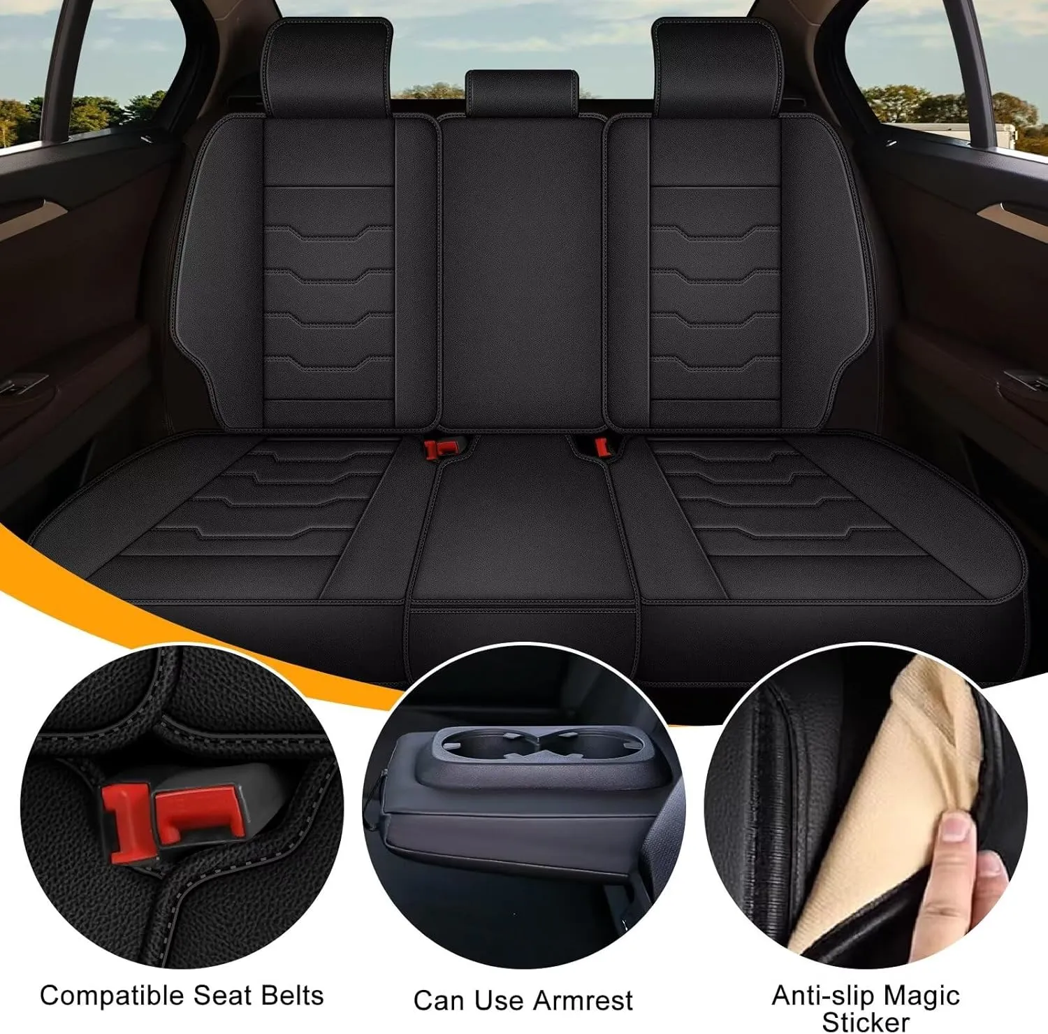 Seat Covers Fit for Hyundai Kona 2018-2024 2025: Leather SUV Seat Covers Car Automotive Seat Protectors Waterproof (Full Set 5 Seats, Black)