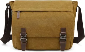 Sechunk Canvas Vintage Messenger Bag Shoulder bag Leather Large Travel Crossbody bags for men women 15inch Laptop