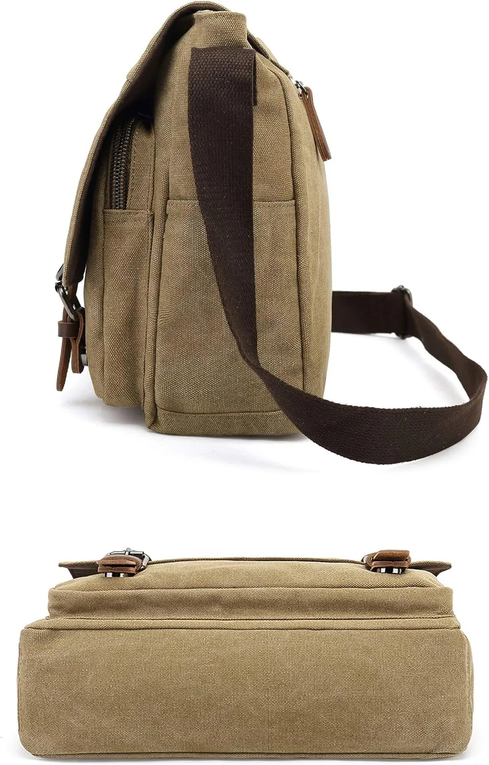 Sechunk Canvas Vintage Messenger Bag Shoulder bag Leather Large Travel Crossbody bags for men women 15inch Laptop