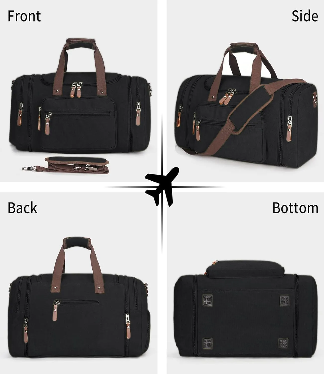 Sechunk Duffle Bag Canvas Large Outdoor Shoulder Bag Overnight Handbag Travel Tote Luggage Weekender Bag