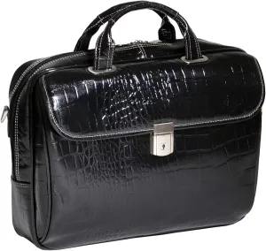 SETTEMBRE Leather Medium Ladies 15.4" Laptop Briefcase Business Bag Black