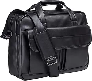 seyfocnia Men's Business Travel Briefcase Leather Handmade Messenger Bags Laptop Bag