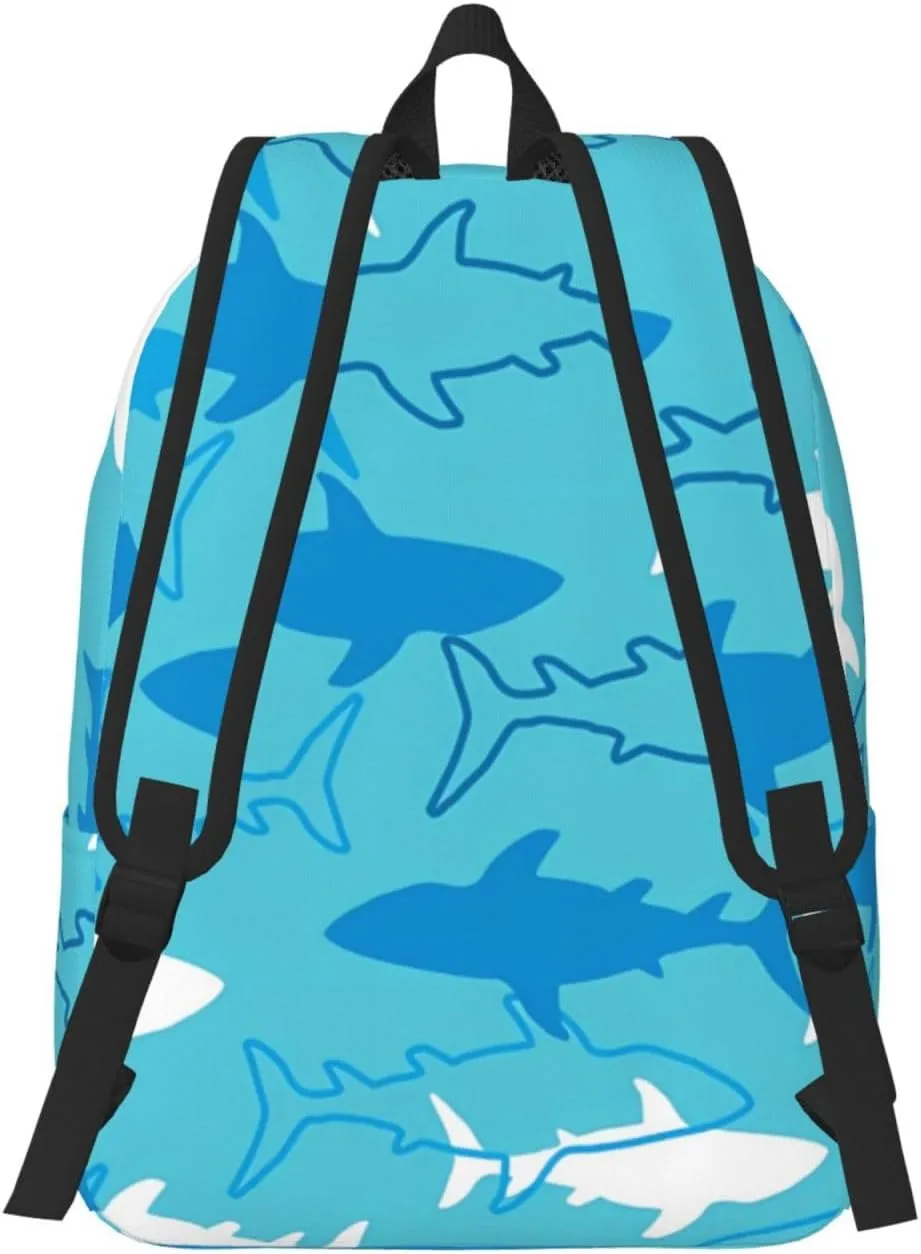Sharks and Rays Marine Life Canvas Backpacks Laptop Backpack Multipurpose Double Shoulder Bag for Men Women Gifts Medium