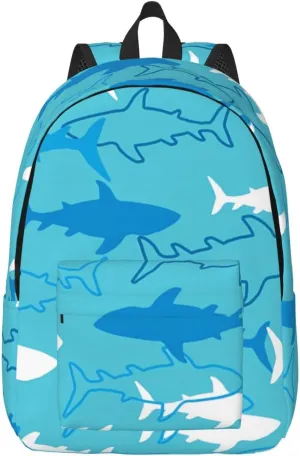 Sharks and Rays Marine Life Canvas Backpacks Laptop Backpack Multipurpose Double Shoulder Bag for Men Women Gifts Medium