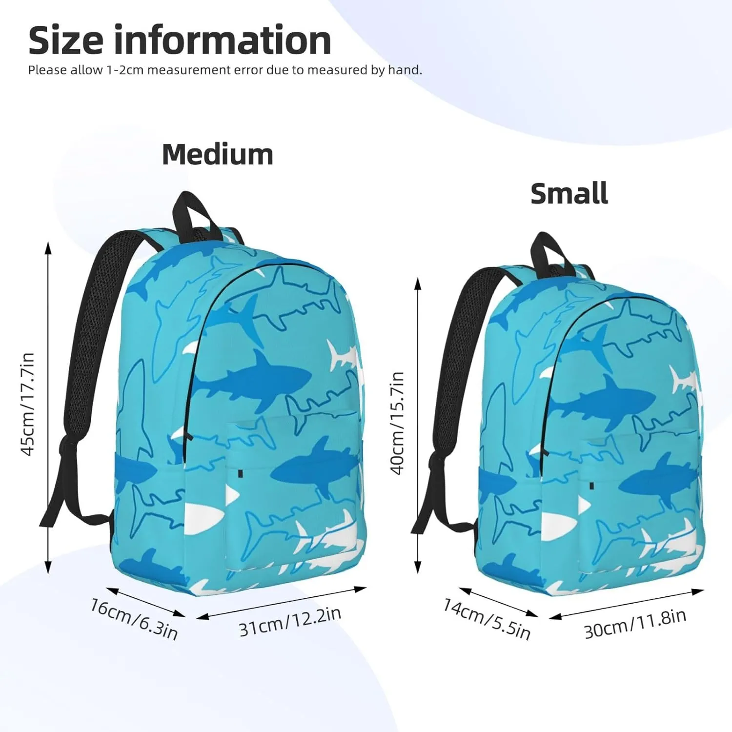 Sharks and Rays Marine Life Canvas Backpacks Laptop Backpack Multipurpose Double Shoulder Bag for Men Women Gifts Medium
