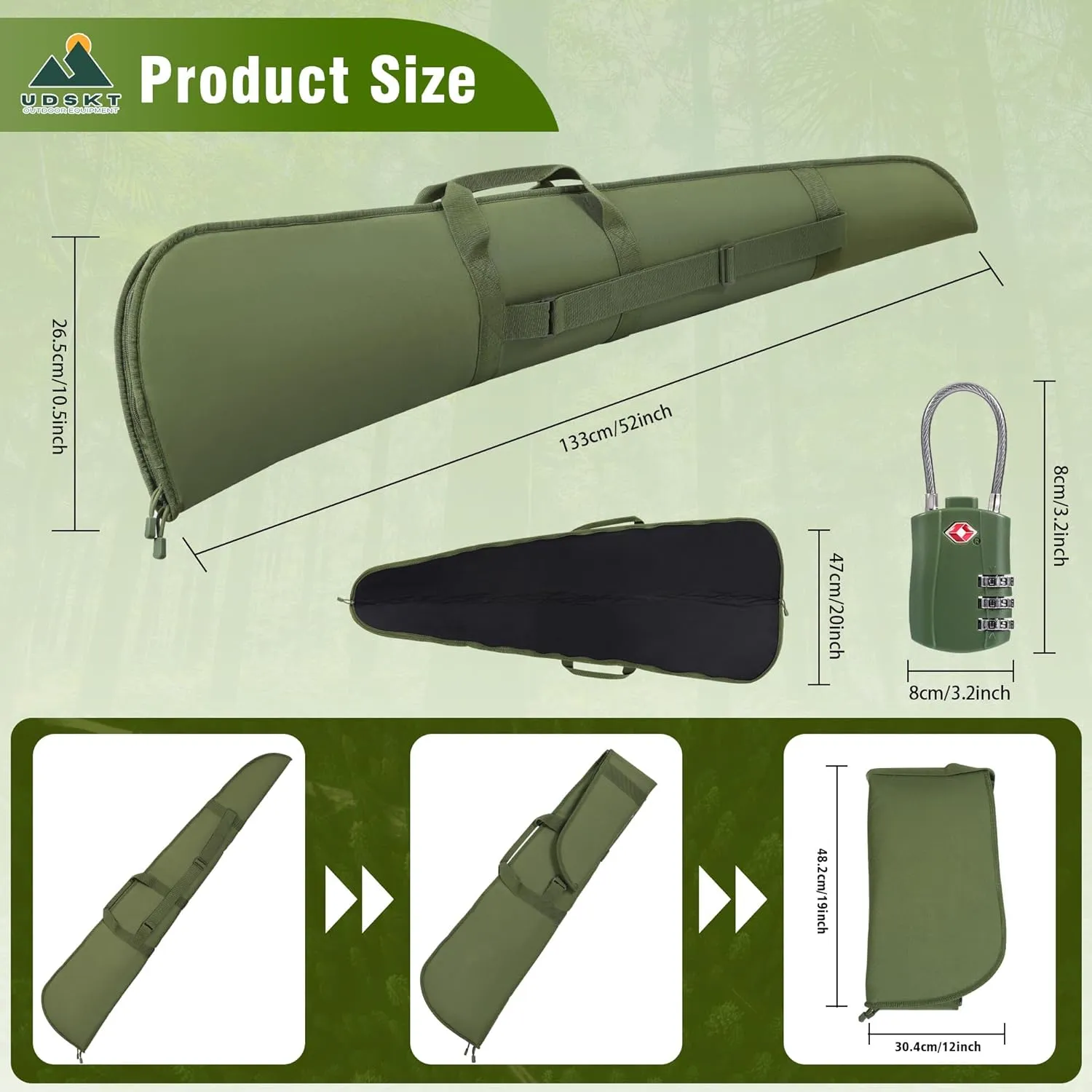 Shotgun Case with TSA locks, Rifle Case 52" Thick Padding, Gun Cases Accessories Lockable Zippers, Rifles Bag with Adjustable Shoulder Strap