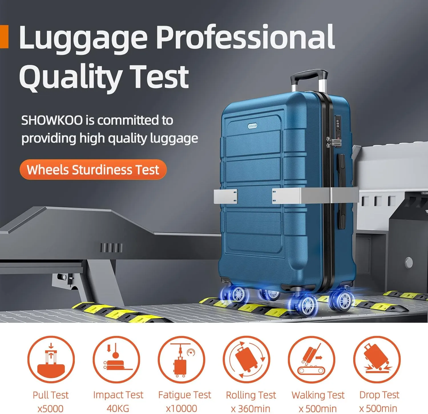 SHOWKOO Luggage Sets Expandable PC ABS Durable Suitcase Sets Double Wheels TSA Lock 4 Piece Luggage Set Navy