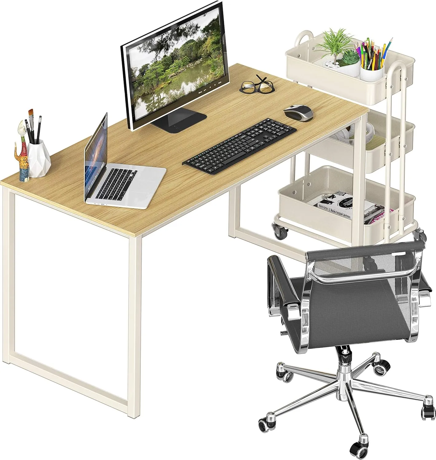 SHW Mission 40-Inch Home Office Computer Desk, Oak
