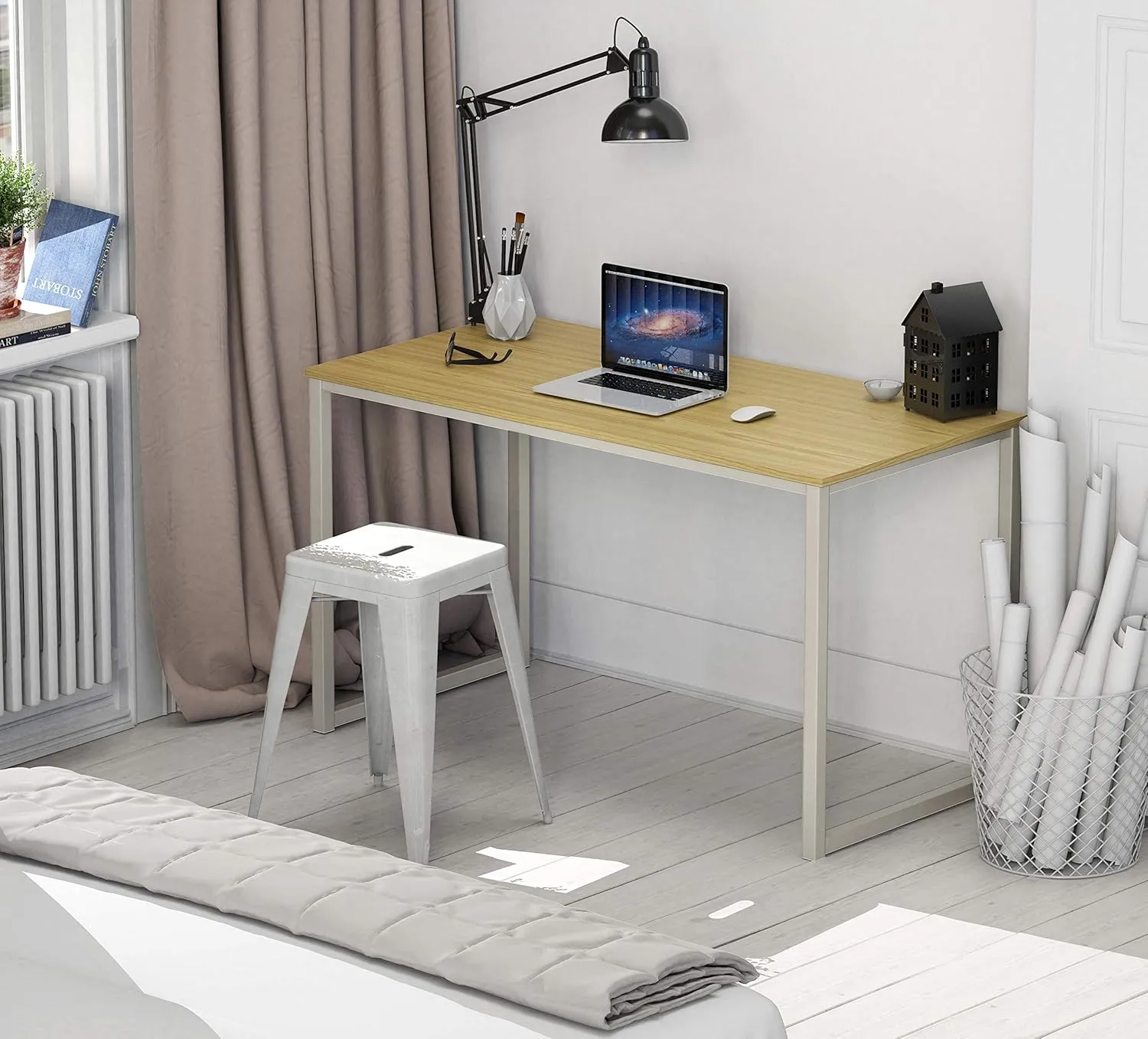 SHW Mission 40-Inch Home Office Computer Desk, Oak