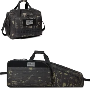 Single Rifle Bag 35" (Black Camo)   Range Bag Large for 4  Pistol (Black Camo), Lockable Zipper, Durable Material, Compact Design