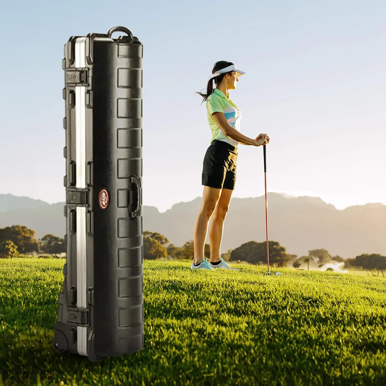 SKB Cases Deluxe ATA Hard Plastic Storage Wheeled Cart Golf Bag Travel Case
