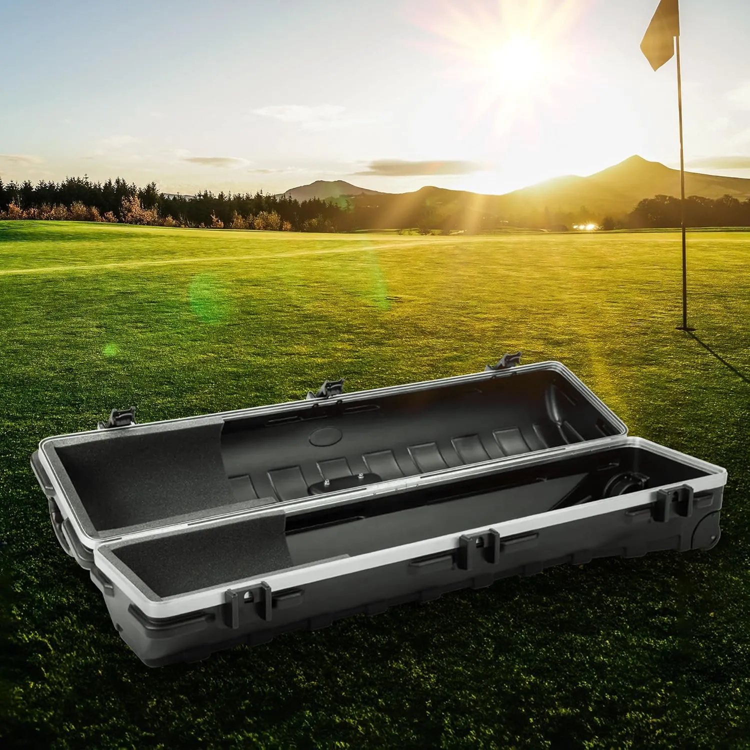 SKB Cases Deluxe ATA Hard Plastic Storage Wheeled Cart Golf Bag Travel Case