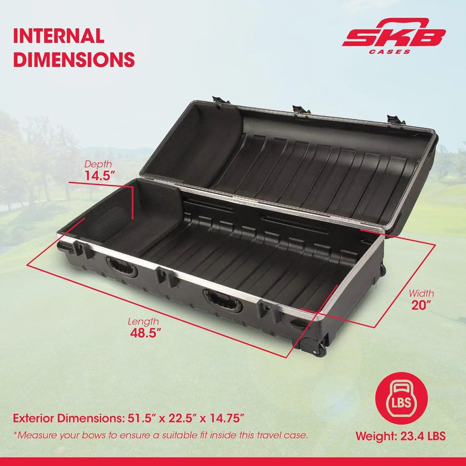 SKB Cases Deluxe ATA Hard Plastic Storage Wheeled Cart Golf Bag Travel Case