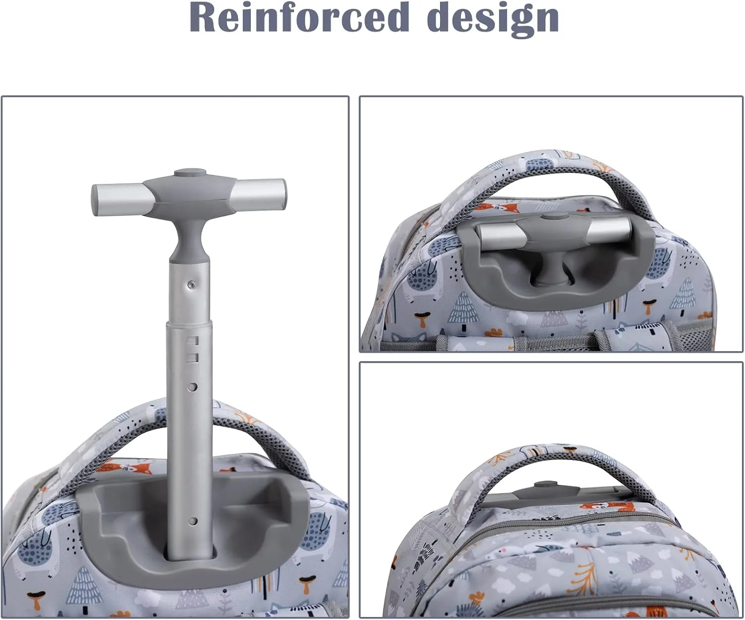 SKYMOVE 18 inches Wheeled Rolling Backpack for Boys and Girls Multi-Compartment School Students Books Laptop Trolley Bag Short Trip Carry-on, Light Gray Polar Bear