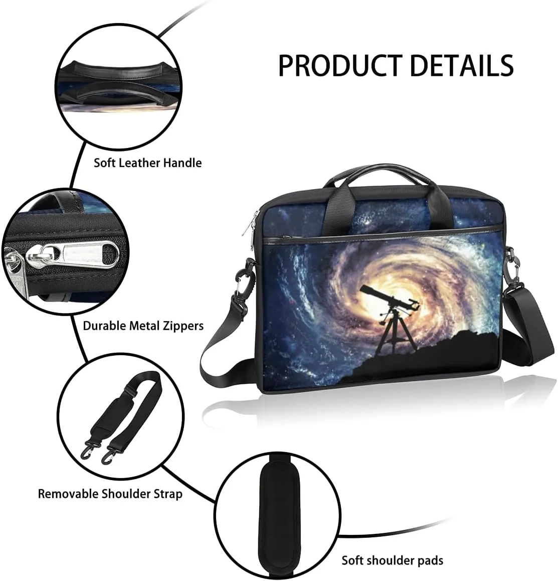 Sleeping Cat Laptop Bag for Men Women 13-15 Inch Case Bags Sleeve Shoulder with Anti Slip Removable The Pad Straps